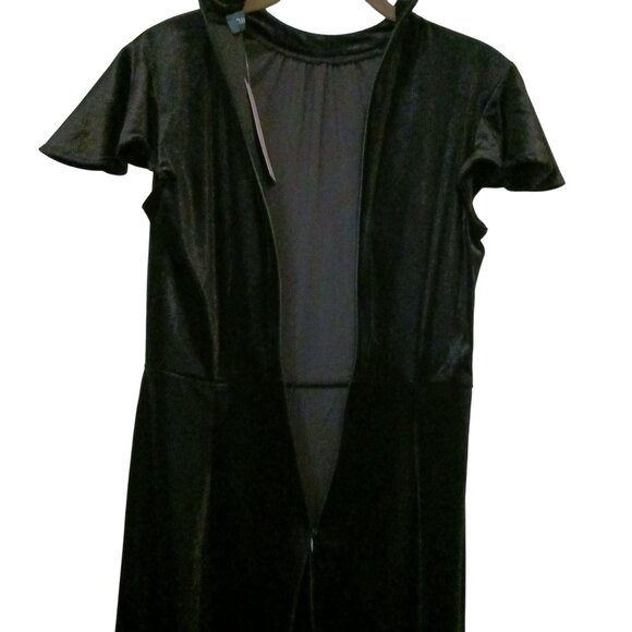 NEW Modcloth Shine with Me Black Velvet Mock Neck‎ Flutter Sleeve Jumpsuit XS - Picture 8 of 15